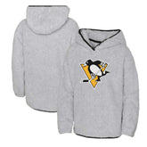 Pittsburgh Penguins Girls Youth Ultimate Teddy Fleece Pullover Hoodie Heather Gray