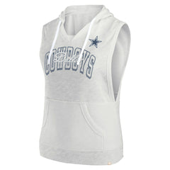 Dallas Cowboys Women's Lounge Script Sleeveless V-Neck Pullover Hoodie Oatmeal - Fanatics