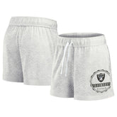 Las Vegas Raiders Women's Vintage Badge Shorts Oatmeal - Fanatics