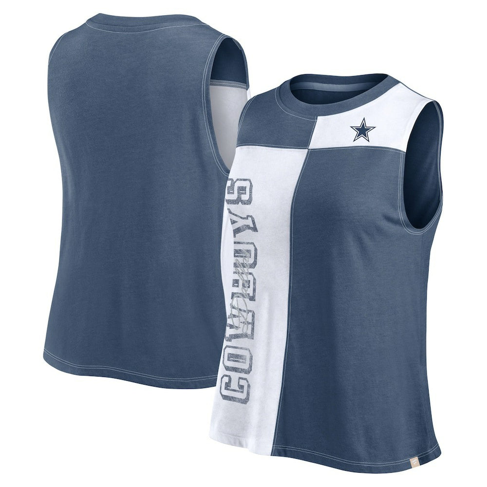 Dallas Cowboys FanaticsWomen's Script Color Block Tank Top Navy/White - Fanatics