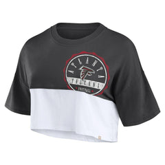 Atlanta Falcons Women's Boxy Color Split Cropped T-Shirt Black/White - Fanatics