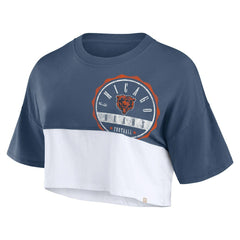 Chicago Bears Women's Boxy Color Split Cropped T-Shirt Navy/White - Fanatics