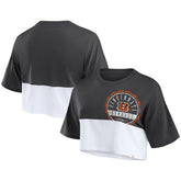 Cincinnati Bengals Women's Boxy Color Split Cropped T-Shirt Black/White - Fanatics