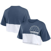 Dallas Cowboys Women's Boxy Color Split Cropped T-Shirt Navy/White - Fanatics