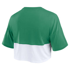 Green Bay Packers Women's Boxy Color Split Cropped T-Shirt Green/White - Fanatics