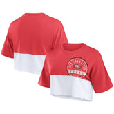 San Francisco 49ers Women's Boxy Color Split Cropped T-Shirt Scarlet/White - Fanatics