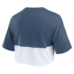 Seattle Seahawks Women's Boxy Color Split Cropped T-Shirt College Navy/White - Fanatics