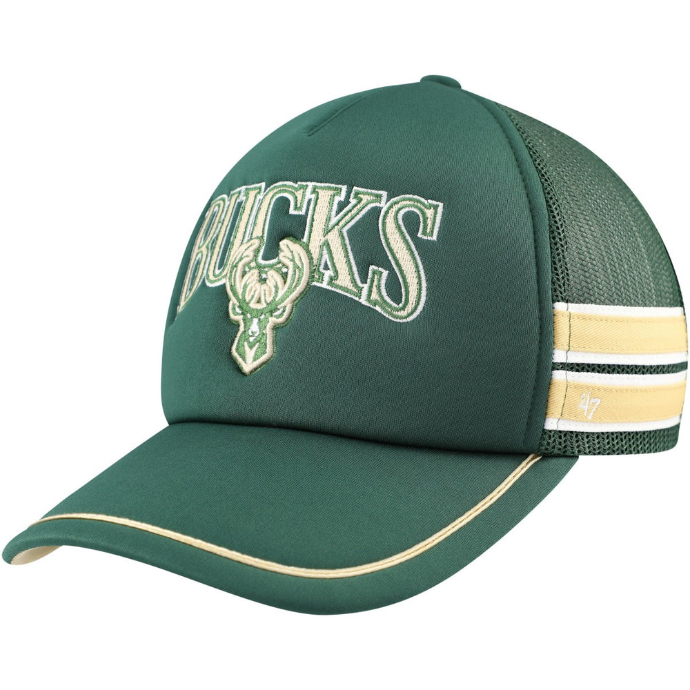 47 brand - Milwaukee Bucks '47 Sidebrand Stripes Trucker Adjustable Hat - Hunter Green