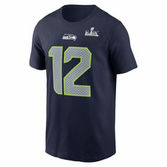 12s Seattle Seahawks Super Bowl LX Patch Name & Number T-Shirt College Navy - Nike