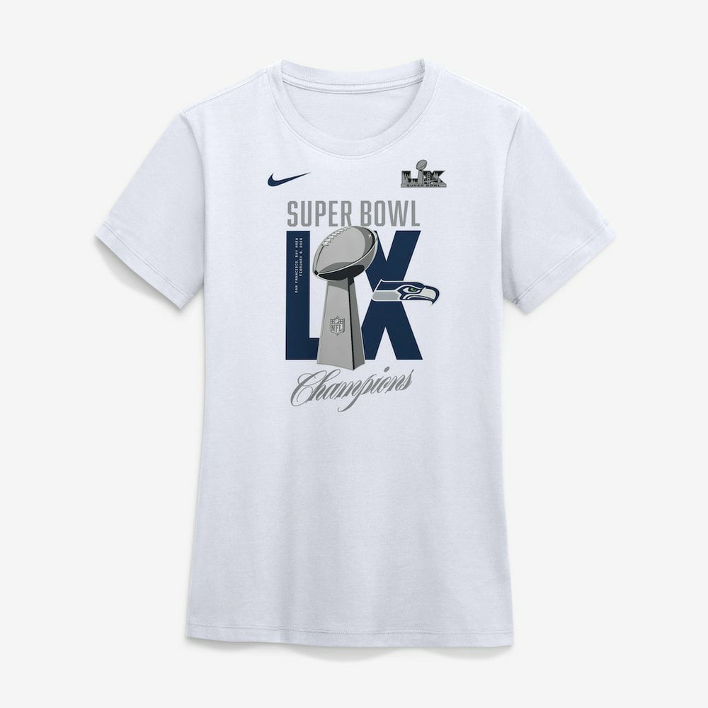 Seattle Seahawks Women's Super Bowl LX Champions Lombardi Trophy T-Shirt White - Nike