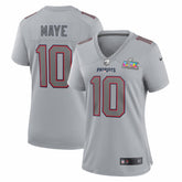 Drake Maye New England Patriots Women's Super Bowl LX Patch Atmosphere Fashion Game Jersey Silver - Nike