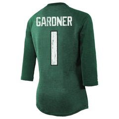 Ahmad Sauce Gardner New York Jets Majestic Threads Women's Player Name & Number Tri-Blend 3/4-Sleeve Fitted T-Shirt Green - NFL
