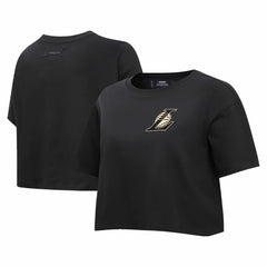 NBA - Los Angeles Lakers Pro Standard Women's Holiday Glam Boxy T-Shirt - Black