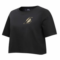 NBA - Los Angeles Lakers Pro Standard Women's Holiday Glam Boxy T-Shirt - Black