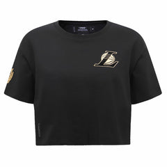 NBA - Los Angeles Lakers Pro Standard Women's Holiday Glam Boxy T-Shirt - Black