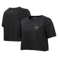 NBA - Chicago Bulls Pro Standard Women's Holiday Glam Boxy T-Shirt - Black
