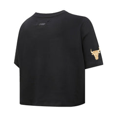 NBA - Chicago Bulls Pro Standard Women's Holiday Glam Boxy T-Shirt - Black