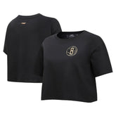 NBA - Brooklyn Nets Pro Standard Women's Holiday Glam Boxy T-Shirt - Black
