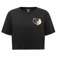 NBA - Memphis Grizzlies Pro Standard Women's Holiday Glam Boxy T-Shirt - Black