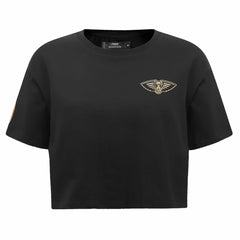 NBA - New Orleans Pelicans Pro Standard Women's Holiday Glam Boxy T-Shirt - Black