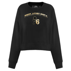 NBA - Philadelphia 76ers Pro Standard Women's Glam Cropped Pullover Sweatshirt - Black