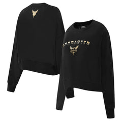 NBA - Charlotte Hornets Pro Standard Women's Glam Cropped Pullover Sweatshirt - Black