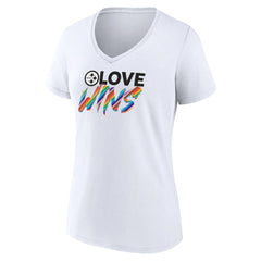 Pittsburgh Steelers Women's Love Wins V-Neck T-Shirt White - Fanatics