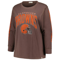 Cleveland Browns '47 Women's Plus Size Honey Cat SOA Long Sleeve T-Shirt Brown - 47 brand