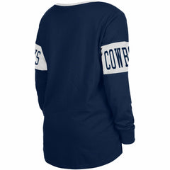 Dallas Cowboys New Era Women's Lace-Up Notch Neck Long Sleeve T-Shirt Navy - NFL