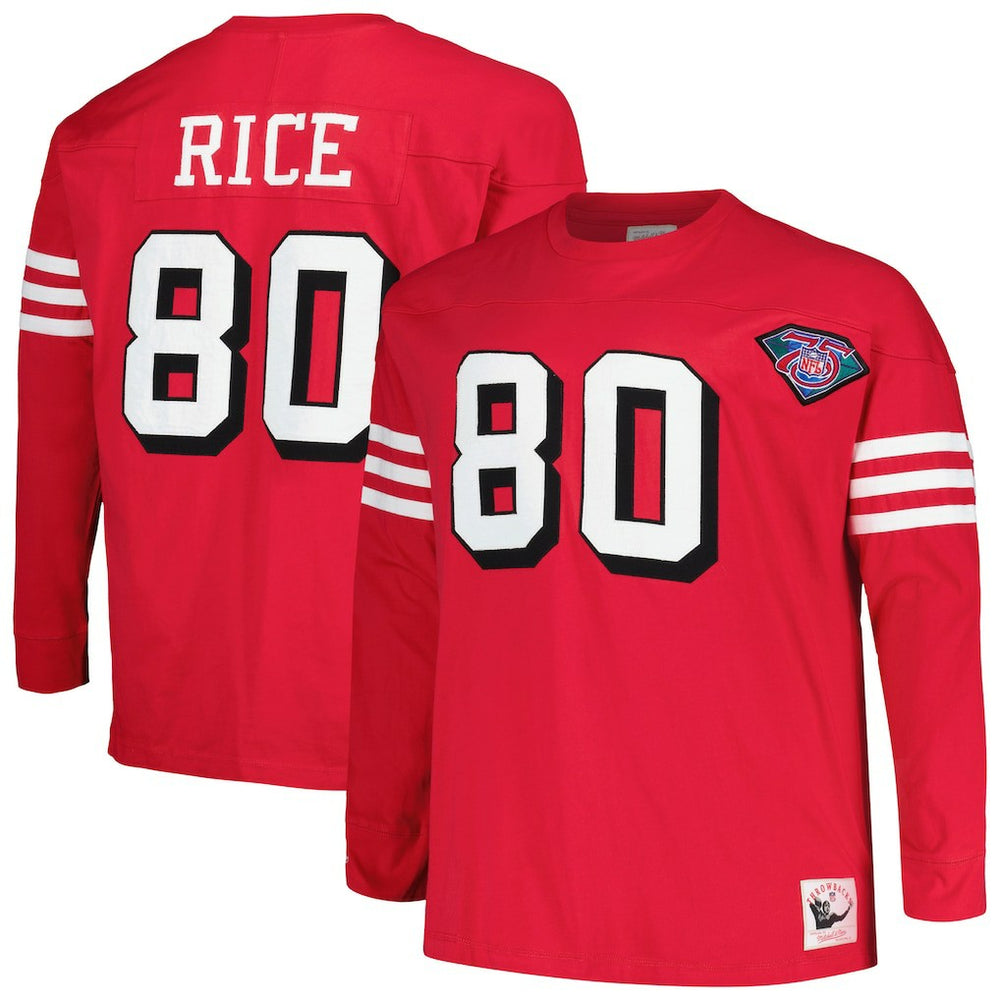 Jerry Rice San Francisco 49ers Big & Tall Cut & Sew Player Name & Number Long Sleeve T-Shirt Scarlet - Mitchell & Ness