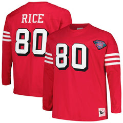 Jerry Rice San Francisco 49ers Big & Tall Cut & Sew Player Name & Number Long Sleeve T-Shirt Scarlet - Mitchell & Ness