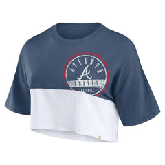Atlanta Braves Fanatics Women's Color Split Boxy Cropped T-Shirt for sale