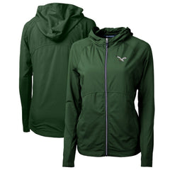 Philadelphia Eagles Cutter & Buck Women's Gridiron Classics Logo Adapt Eco Knit Hybrid Recycled Full-Zip Hoodie Hunter Green - NFL