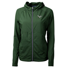 Philadelphia Eagles Cutter & Buck Women's Gridiron Classics Logo Adapt Eco Knit Hybrid Recycled Full-Zip Hoodie Hunter Green - NFL