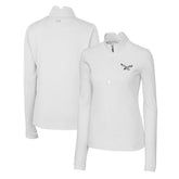 Philadelphia Eagles Cutter & Buck Women's Gridiron Classics Logo DryTec Traverse Stretch Quarter-Zip Pullover Top White - NFL