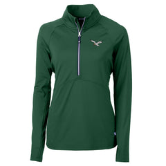 Philadelphia Eagles Cutter & Buck Women's Gridiron Classics Logo Adapt Eco Knit Stretch Recycled Half-Zip Pullover Top Green - NFL