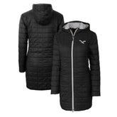 Philadelphia Eagles Cutter & Buck Women's Gridiron Classics Logo Rainier Primaloft Eco Insulated Hooded Long Coat Black - NFL