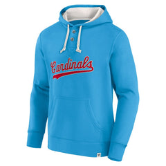 Fanatics St. Louis Cardinals Light Blue Plan for Adversity Henley Fleece Pullover Hoodie Clearance