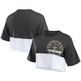 New Orleans Saints Women's Boxy Color Split Cropped T-Shirt Black/White - Fanatics
