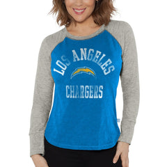 Los Angeles Chargers G-III 4Her by Carl Banks Women's Waffle Knit Raglan Long Sleeve T-Shirt Powder Blue/Heather Gray - NFL