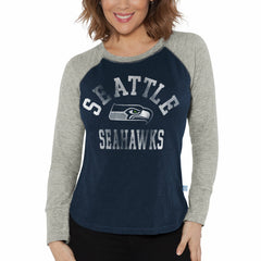 Seattle Seahawks G-III 4Her by Carl Banks Women's Waffle Knit Raglan Long Sleeve T-Shirt College Navy/Heather Gray - NFL