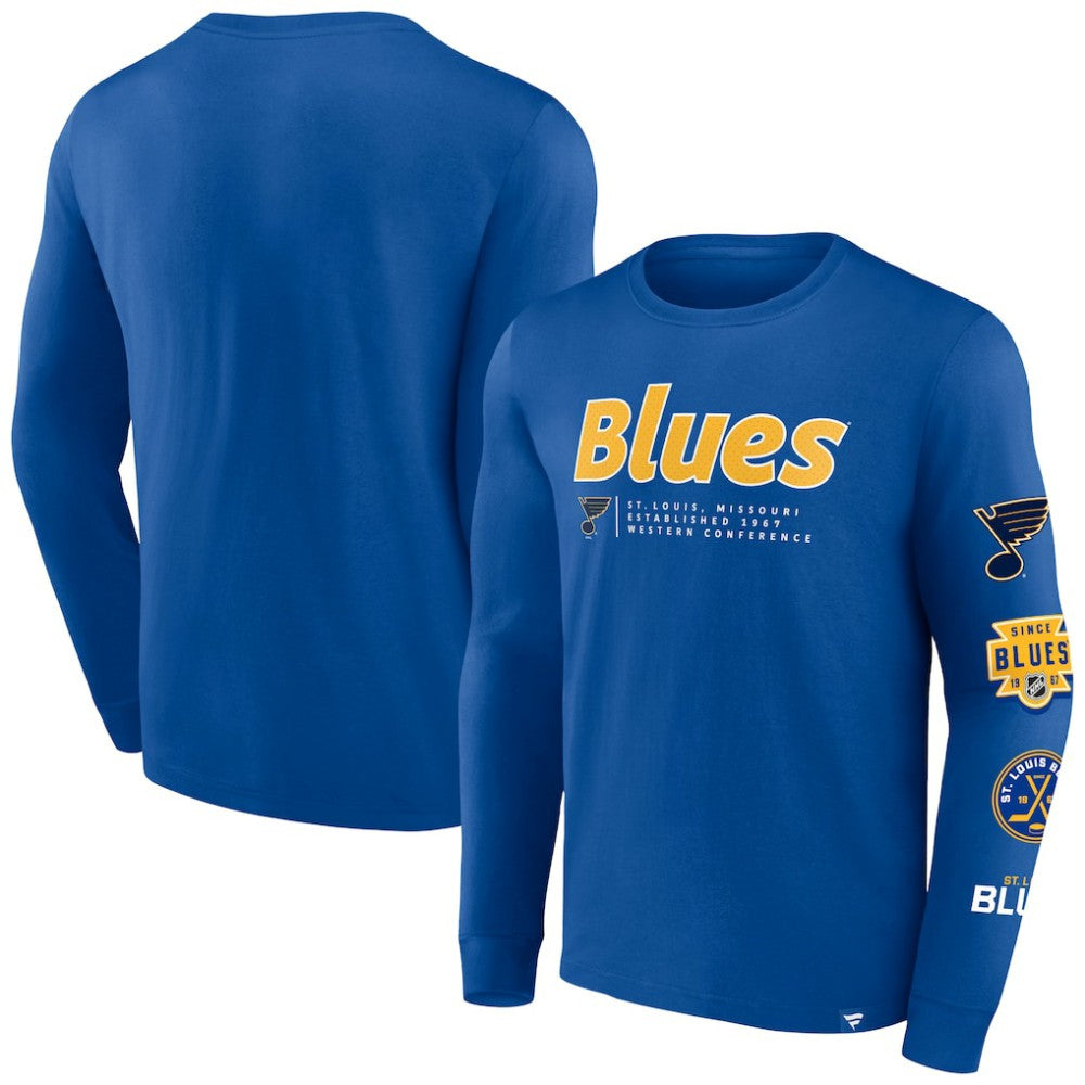 St. Louis Blues - Fanatics Strike the Goal Long Sleeve T-Shirt Blue