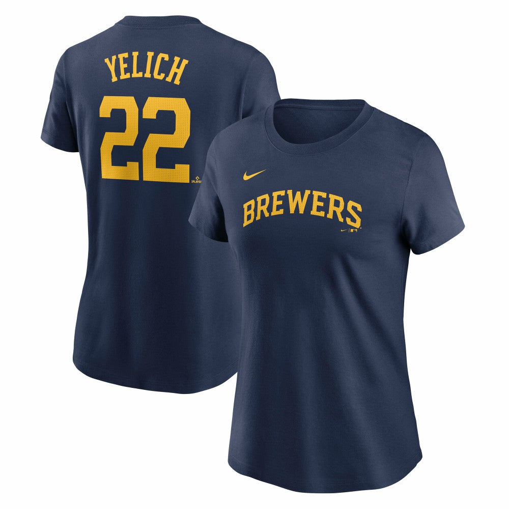 Christian Yelich Milwaukee Brewers Nike Women's Cooperstown Collection Fuse Name & Number T-Shirt Clearance