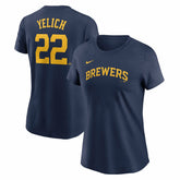 Christian Yelich Milwaukee Brewers Nike Women's Cooperstown Collection Fuse Name & Number T-Shirt Clearance