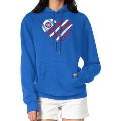 Chicago Cubs G-III 4Her by Carl Banks Women's Heart Fleece Pullover Hoodie Clearance