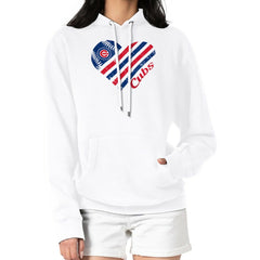 Chicago Cubs G-III 4Her by Carl Banks Women's Heart Fleece Pullover Hoodie Lifestyle