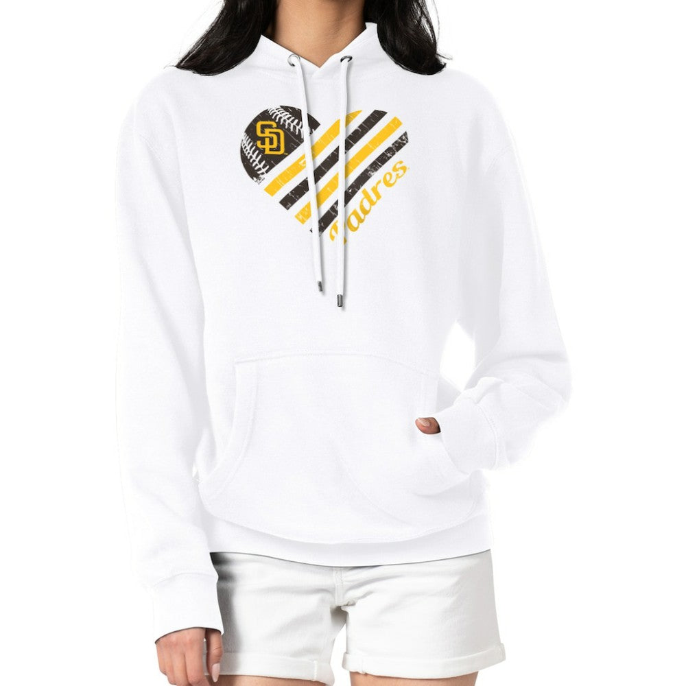 San Diego Padres G-III 4Her by Carl Banks Women's Heart Fleece Pullover Hoodie On Sale
