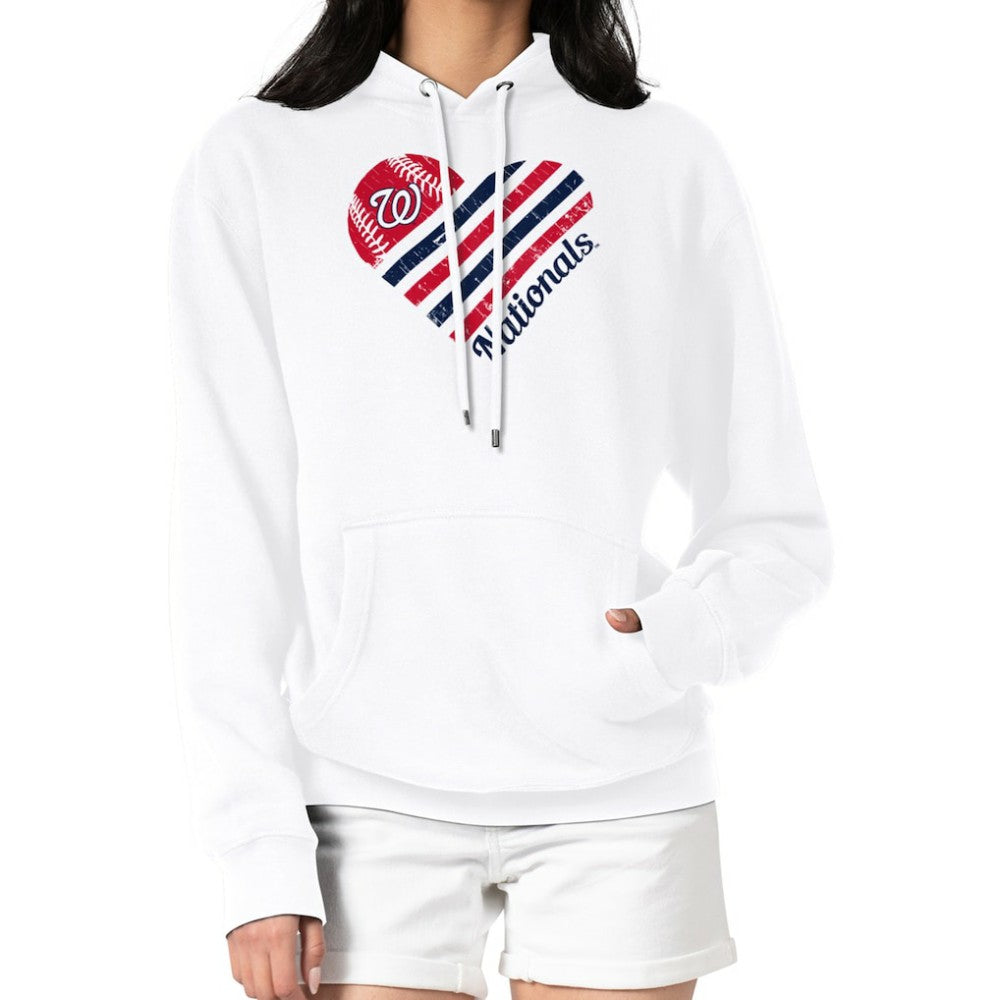 Washington Nationals G-III 4Her by Carl Banks Women's Heart Fleece Pullover Hoodie Clearance