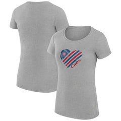 Chicago Cubs G-III 4Her by Carl Banks Women's Super-Slim Fit Lightweight Heart Graphic T-Shirt Lifestyle
