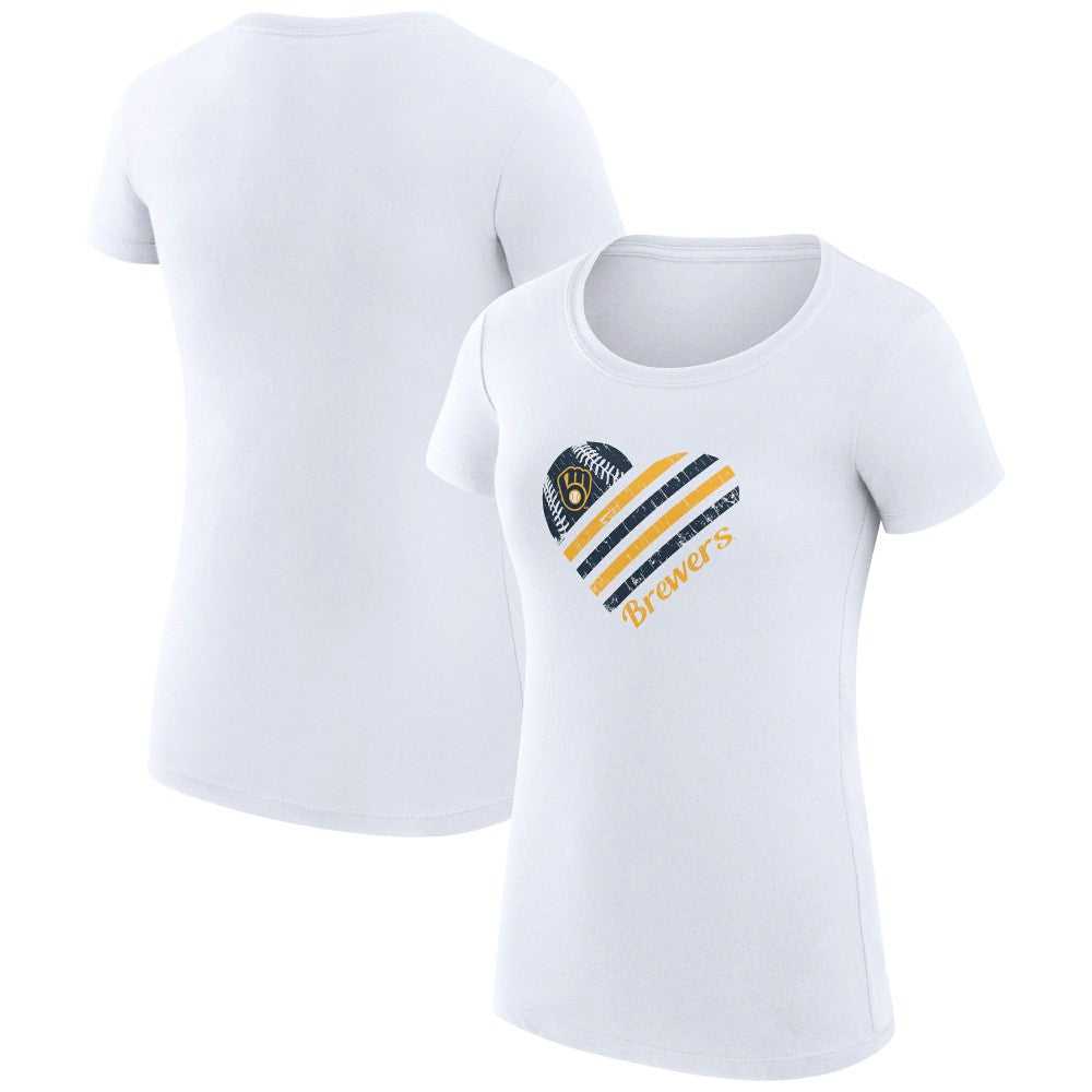 Milwaukee Brewers G-III 4Her by Carl Banks Women's Super-Slim Fit Lightweight Heart Graphic T-Shirt On Sale